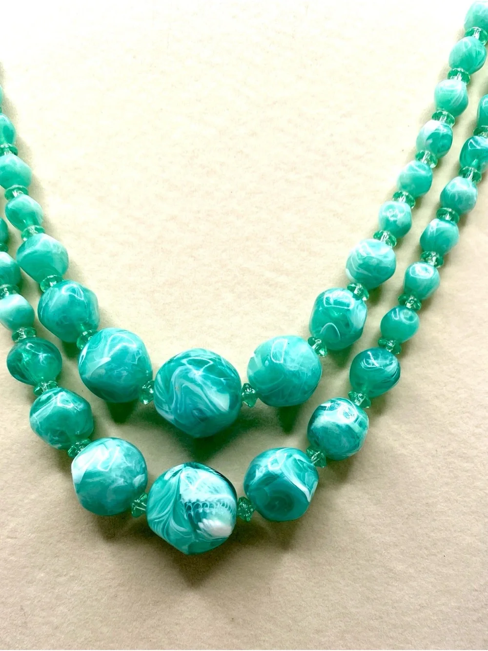 Vintage Turquoise Beaded Double-Strand Necklace